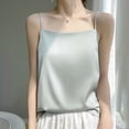 thumbnail image 3 of Qwertyu Satin Tank Tops for Women Dressy Casual V Neck Sleeveless Silk Blouse Loose Fit Camisole Tops Business Work Shirts Light Green M, 3 of 5
