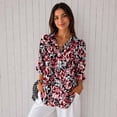 thumbnail image 4 of Nyfairy Plus Size Women's Floral Embossed Print Long Sleeve Button Down Casual Shirt, 4 of 5