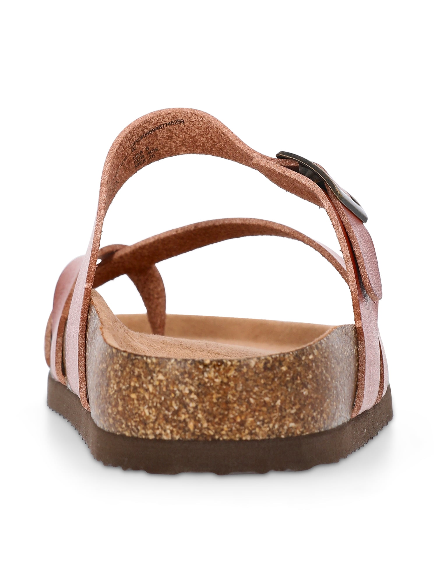 Time and Tru Women's Asymmetric Strap Footbed Sandals, Wide Width Available