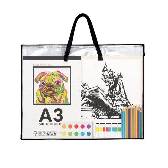 Generic 18x24 Inch Art Portfolio Bag Zippered Artist Storage Folder with Handle for Artwork Poster Scrapbook