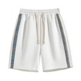 thumbnail image 4 of FINALGANG Mens Elastic Drawstring Plaid Side Stripe Knit Casual Shorts Summer Daily Regular Fit Breathable Side Pocket Walking Sport Bottoms For Men White XL, 4 of 4