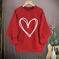 thumbnail image 4 of Women Heart Print Sweatshirt Spring Autumn Women Sweatshirt Heart Print Pure Color Round Neck Loose Long Sleeves Pullover Valentines Day Top Fall Long, 4 of 8