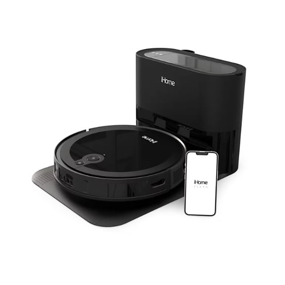 Open Box iHome iHRV13-BLK AutoVac Luna Pro 3-in-1 Robot Vacuum and Vibrating Mop with Front Laser Navigation and Auto Empty Base 2200pa
