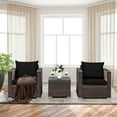 thumbnail image 3 of Gymax 3PCS Rattan Patio Outdoor Conversation Furniture Set w/ Black Cushions, 3 of 10