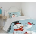 thumbnail image 4 of Ambesonne Snowman Quilted Bedspread Set 2 Pcs, New Year's Eve Birds, Twin Size, Multicolor, 4 of 6