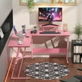 thumbnail image 2 of YRLLENSDAN 50 Inch L shaped Corner Gaming Desk, Adjustable Computer Desk with Large Desktop, Home Office Desk with Monitor Stand, for Home and Work Place, Pink, 2 of 7
