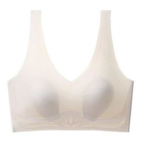 TUWABEII Women Mesh Traceless Daily Bralettes Jelly Striped Rabbit Ear Drop Bralettes Wireless T-Shirt Bra