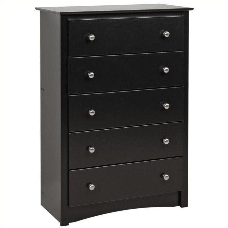 BOWERY HILL Traditional Wood 5-Drawer Chest in Walnut BOWERY HILL Traditional Wood 5-Drawer Chest in Walnut
