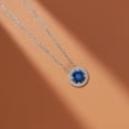 thumbnail image 3 of Collar con Colgante de Halo de Zafiro Azul de 1,25 Quilates JeenMata Chapado en Oro Blanco para Adultos y Mujeres, 3 of 5