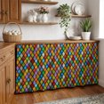 thumbnail image 2 of Colorful Rhombic Cabinet Curtains 28"x51" Sink Skirt for Bathroom Kitchen, Abstract Geometric Art Vintage Rustic Self Stick Adhesive Under Desk Covers Tall Laundry Cabinet Storage Organizer, 2 of 8