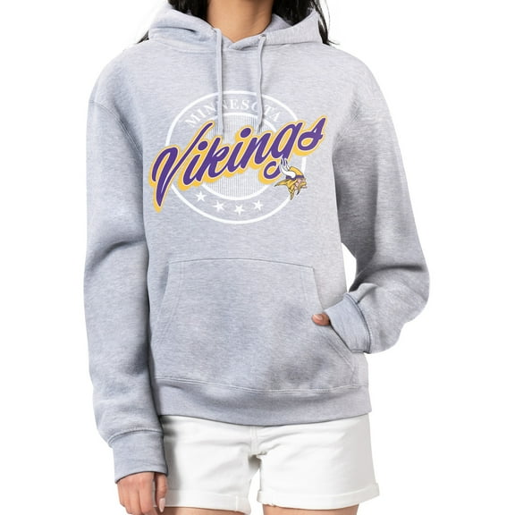 Women's G-III 4Her by Carl Banks Gray Minnesota Vikings Pinstripe Circle Fleece Pullover Hoodie
