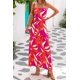 thumbnail image 2 of Vestido largo MASCOMODA para verano, estilo bohemio, con estampado floral, top en tubo, rosa y rojo, 2 of 7