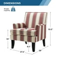 thumbnail image 5 of Upholstery Armchairs Set of 2 Accent Chairs Sofa Couch Wood Legs Nailhead Trim Bedroom Home Living Room Striped White Red, 5 of 9