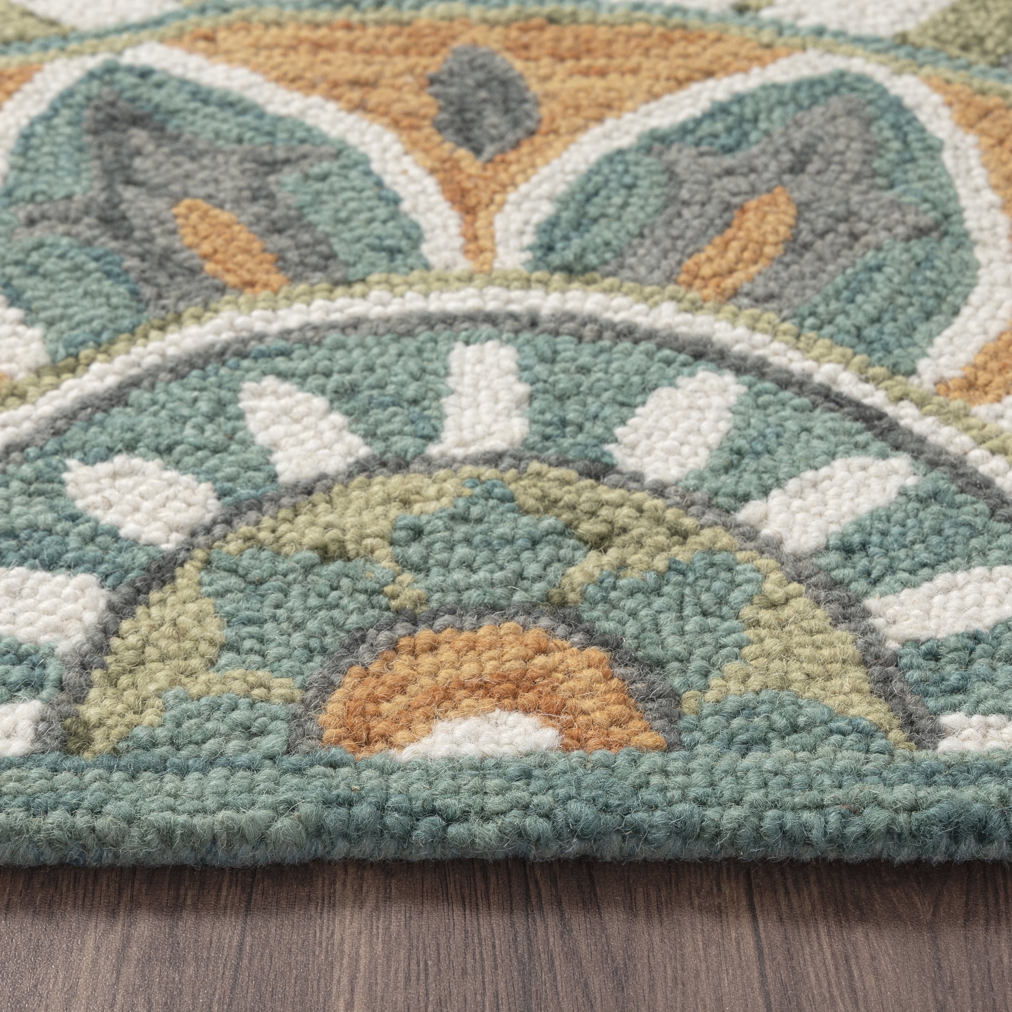 Ox Bay Enid 2'3" x 3'10" Rust /Teal Floral Medallion Indoor Hearth Area Rug