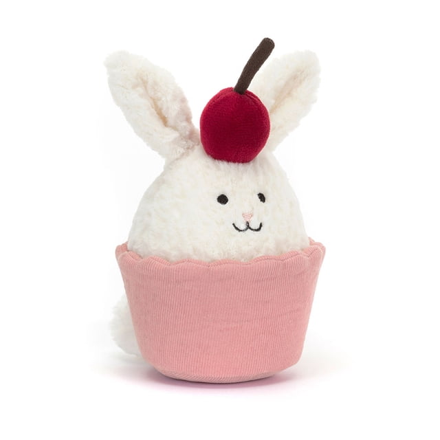 Jellycat Dainty Dessert Bunny Cupcake 5.51" Plush Toy - Ultra Soft Stuffed Animal, Easter Gift