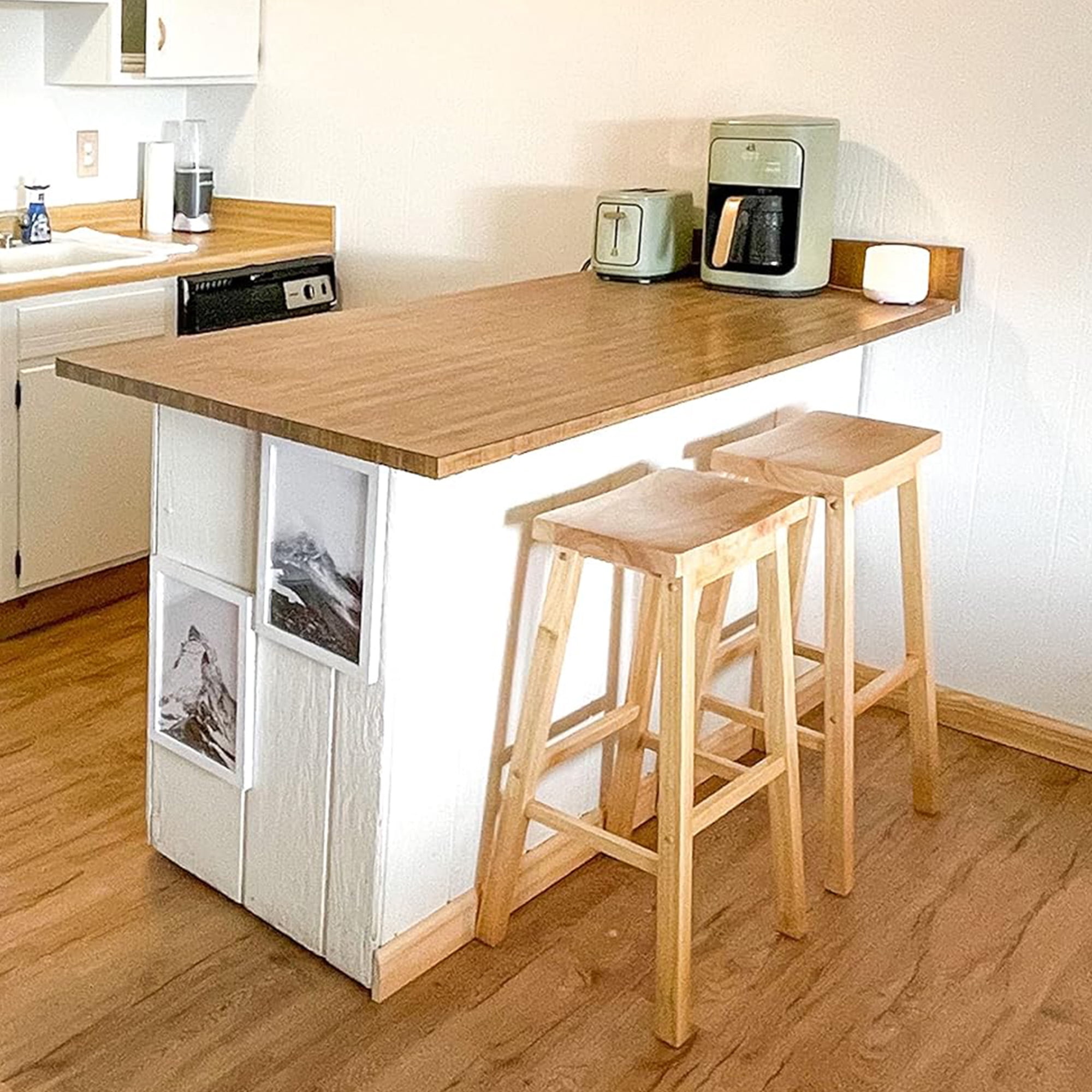 コールマン　Natural Wood Counter Table Classic ZZBSOD Industrial Rustic Wood Bar Height Table with Steel Base