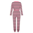 thumbnail image 4 of Juslio Girls Pants Casual Unisex Child Stripe Sleeve Set Two-piece Set Girl Pink, 4 of 5