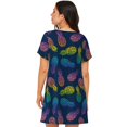 thumbnail image 2 of Bixox Retro Bright Pineapple Pattern Women's Nightgown, Soft & Breathable Sleepwear, Round Neck Knee-Length Pajama Dress,Loungewear for Home & Sleep, 2 of 7