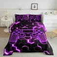 thumbnail image 2 of Erosebridal Teens Gaming Bedding Full Comforter Set, Purple Geometric Down Comforter, Honeycomb Bedroom Decor, Breathable, 2 of 7