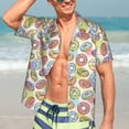 thumbnail image 7 of Vsdgher Glazed Donuts Print Men's Hawaiian Shirts Button Down Tropical Holiday Beach Shirts Vacation Clothes,Large, 7 of 7