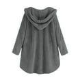 thumbnail image 4 of FAOWME Women's Fuzzy Hooded Coat With Pockets Long Sleeve Solid Color Buttons Comfortable Fashion Jacket For Autumn Winter Daily Wear,Grey,Xxxxl, 4 of 5