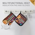 thumbnail image 4 of Yayeee Oven Mitts and Pot Holder Set of 4 Heat Resistant Kitchen Gloves Baking Hot Pad, Futuristic Sun, 4 of 5
