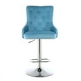 thumbnail image 4 of Alexent  4PCS Swivel Bar Stools, High Back, Button Tufted, Silver Footrest and Nailhead Trim Swivel Bar Chairs for Kitchen, Bar Velvet Upholstered Bar Stools,Light Blue, 4 of 17