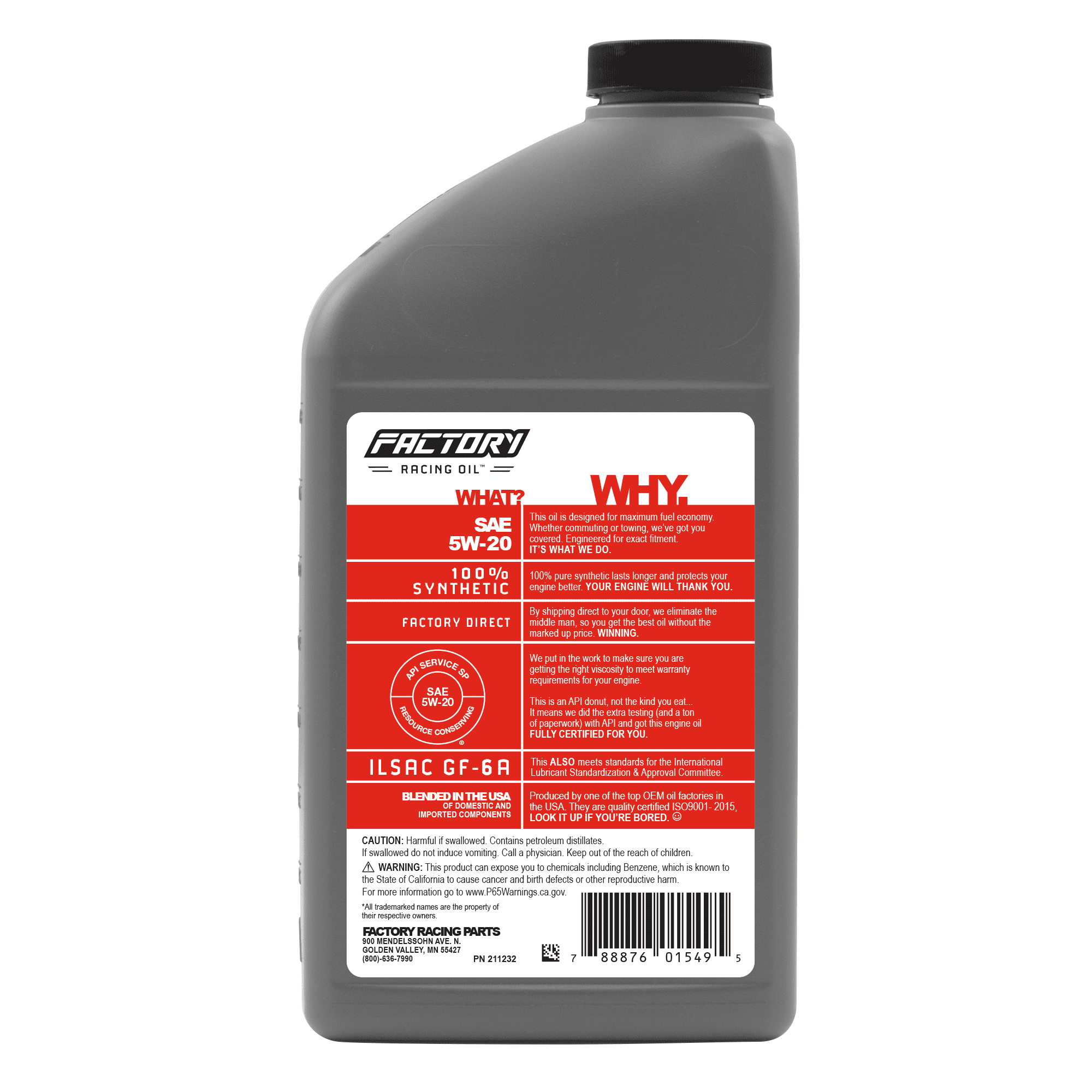 Factory Racing Parts Oil Change Kit Compatible with Dodge Durango 5.7L 2004-2007 5W-20 Full Synthetic Oil - 7 Quarts