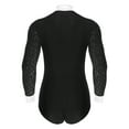 thumbnail image 2 of LiiYii Men Latin Dance Leotard Long Sleeves Shiny Rhinestones Color Block Bodysuit with Bowtie Black XXL, 2 of 6