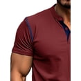 thumbnail image 5 of Frontwalk Men T Shirts Button Up Summer Tops Pocket Henley Mens Loose Fit Blouse Short Sleeve Basic Tee Burgundy L, 5 of 7