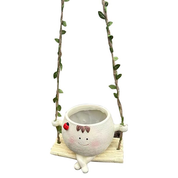 Maceta Con Forma Silla Oscilante Macetas Suculentas para Plantas Hamaca Resina Creativa Interior Y Exterior