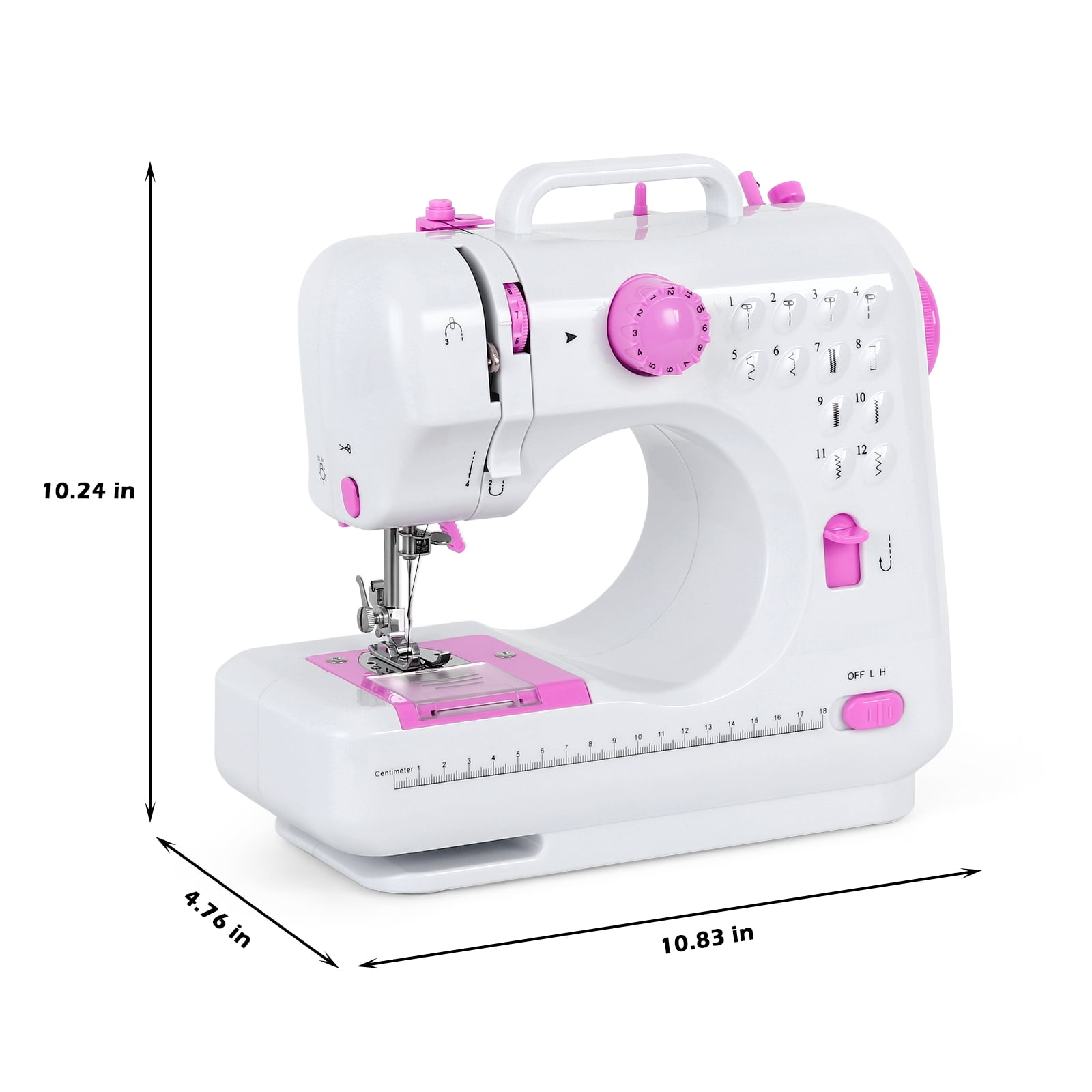 mini portable sewing machine -12 built-in stitches, double thread, double speed, pedals for children and women
