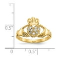 thumbnail image 3 of Solid 14k Yellow Gold 1/10ct Diamond Irish Claddagh Celtic Ring Band Size 5, 3 of 6