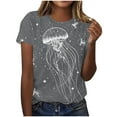 thumbnail image 1 of Tops de Ajuste Suelto para las Mujeres Sudadera Casual Impresa Manga Corta Cuello Redondo Superior, Poliéster, 1 of 4