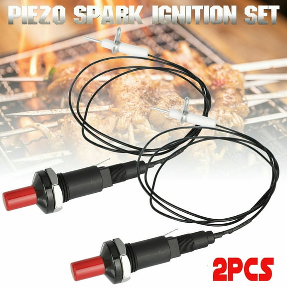 Piezo Igniter 2 Set, Gas Grill Igniter, Push Button Piezo Ignition Spark Lighter, Barbecue Igniter for Gas Fireplace, Camping Stove, Grill BBQ Oven, Patio Heater with 39'' Wire
