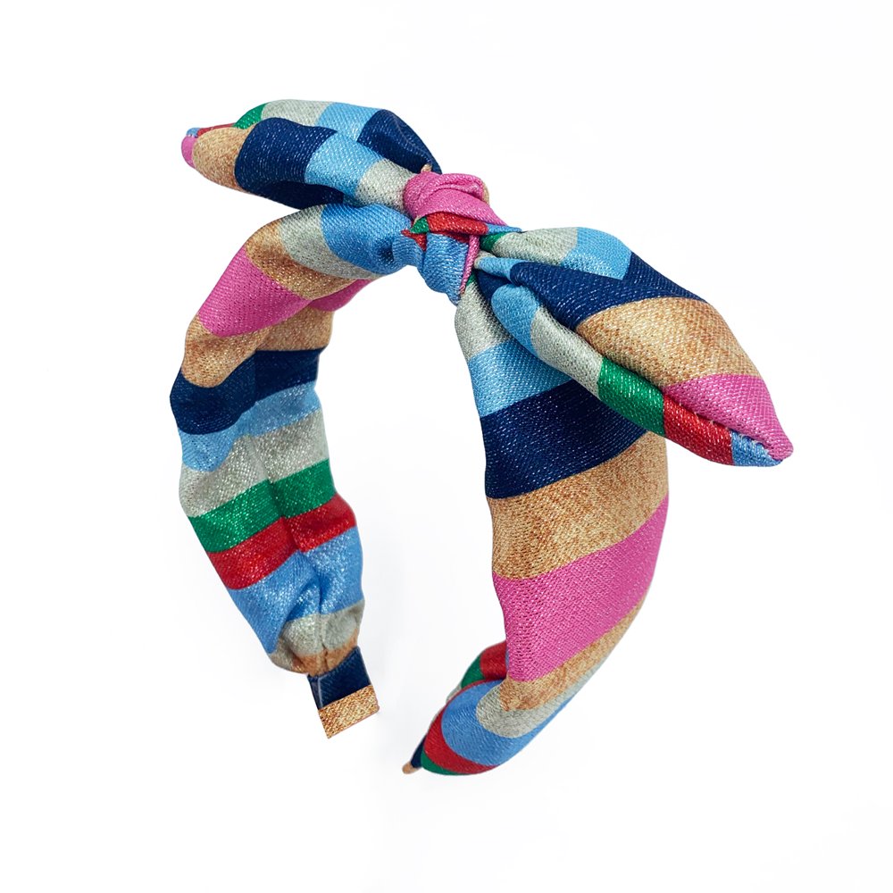 Packed Party Over the Rainbow Headband, 1 MultiColor Striped TopKnot