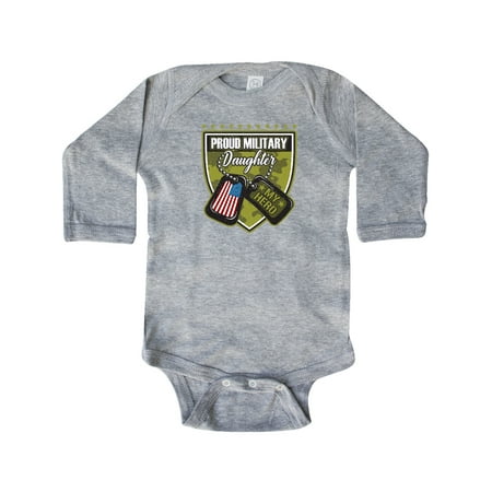 

Inktastic Proud Military Daughter Soldier Hero Gift Baby Girl Long Sleeve Bodysuit