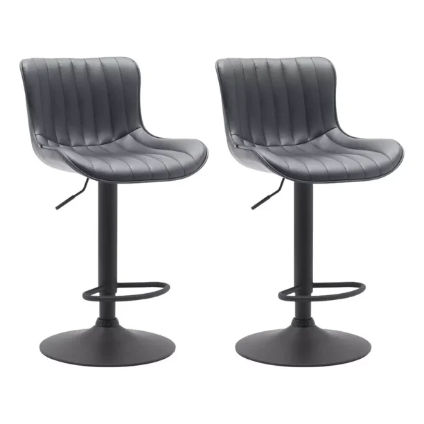 Set 2 Bancos Giratorios con Respaldo Alto Barra Desayunador Cocina color Gris