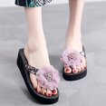 thumbnail image 2 of Sandals for Women Women Shoes Wedge Flip Flops Flower Flip Flops Women's Wedge Outer Wear Thick Sole Seaside Beach 37, 2 of 6