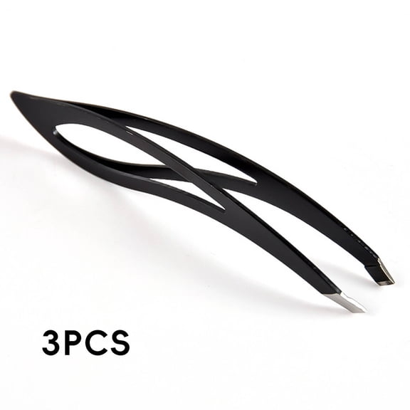 FACEGA 3Pcs Tweezers,Stainless Steel Tweezer,Ergonomic Grip Precision Clamps Tweezers for Women,Black
