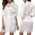 thumbnail image 2 of Women Short Satin Bride Robe y Wedding Dressing Gown Lace Silk Kimono Bathrobe Summer Bridesmaid Nightwear, 2 of 5