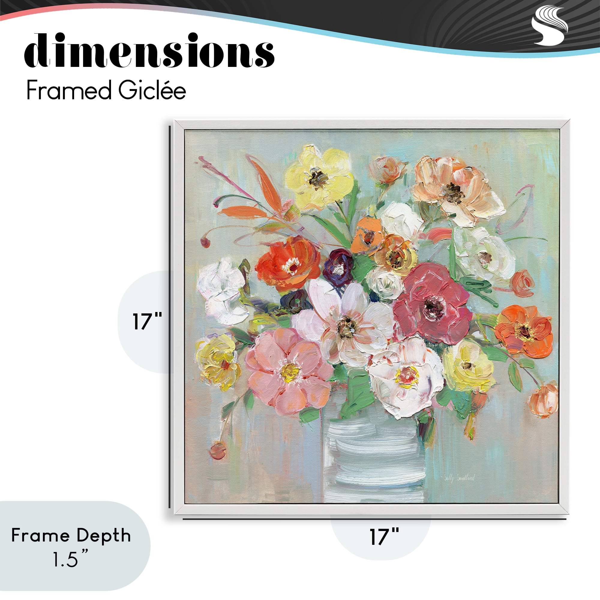 Stupell Industries Energetic Blossom Bouquet White Framed Giclee Art, design by Sally Swatland
