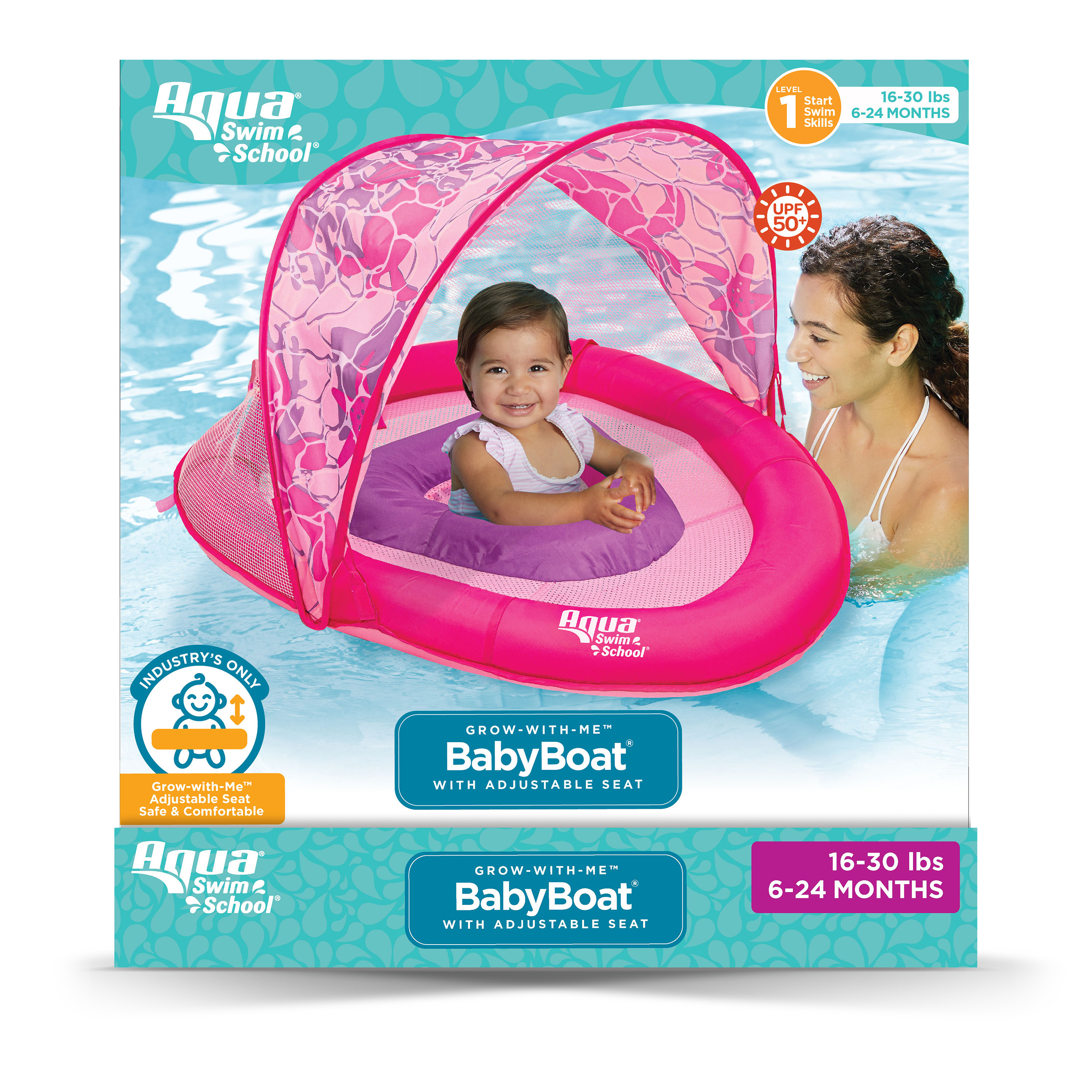 SwimSchool Grow-with-Me Baby Boat Float Pink Turtle photo 2