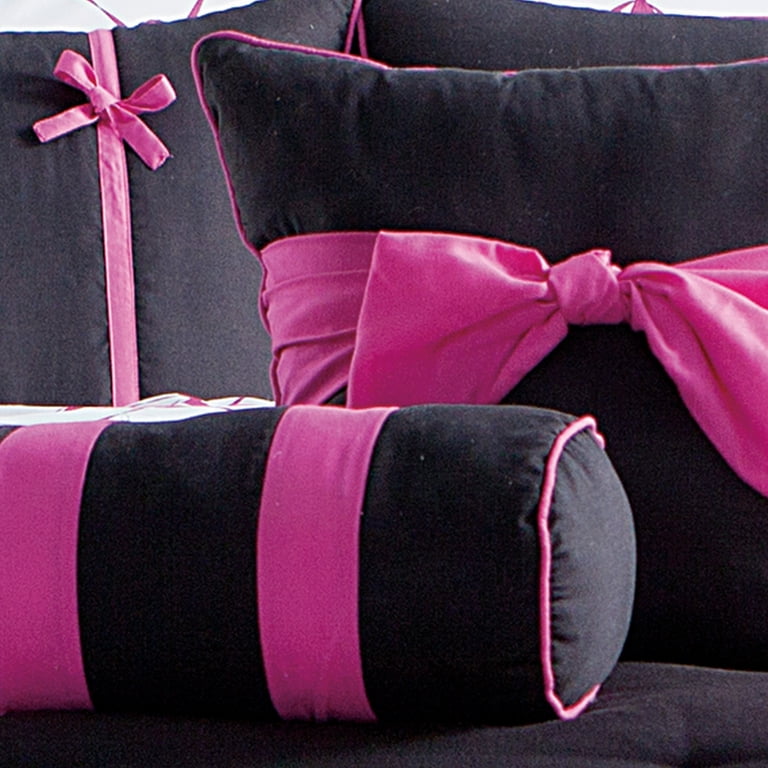 VCNY Home Set Letto Completo Sophie - 10 Pezzi In Microfibra - Grigio E Rosa - Taglia Matrimoniale (Queen) Con Piumino E Gonna - 4