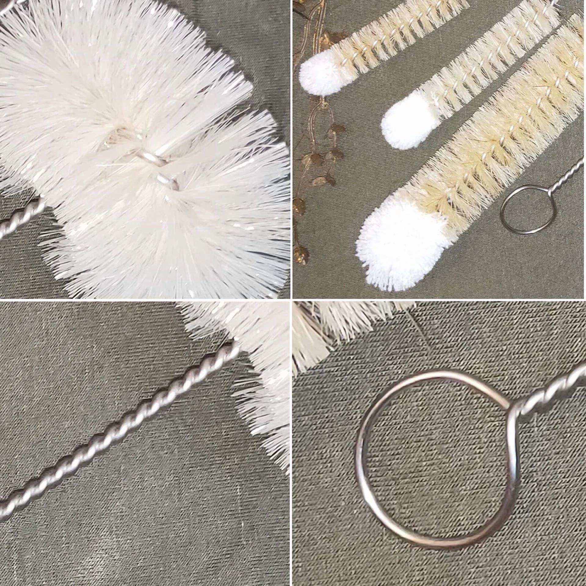Stainless Steel Soda Bottle Cleaning Brush Set In Natural Boar Bristle Flexible