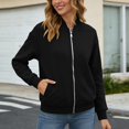thumbnail image 2 of Unir Full Zip Casual Sweatshirt Jacket for Women, Ribbed Collar Cuffs, Relaxed Fit Athletic Outerwear with Pockets, 1 Piece, S-XXL, Plus Size Friendly, 2 of 6