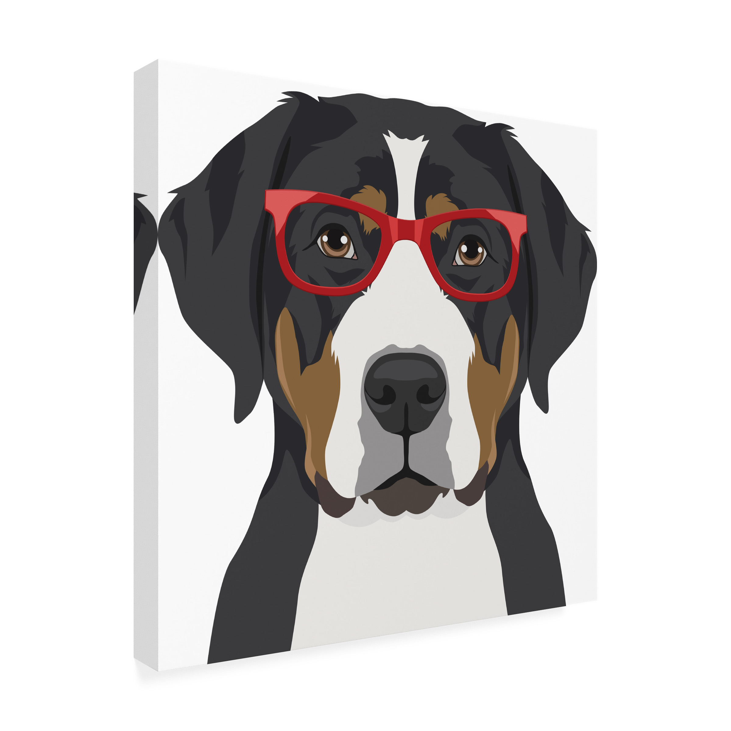 Furbaby Affiliates 'Greater Swiss Mountain Dog Wearing Hipster Glasses' Canvas Art