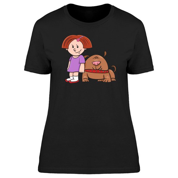 Adorable Little Girl And Dog Tee Women's -Image by Shutterstock