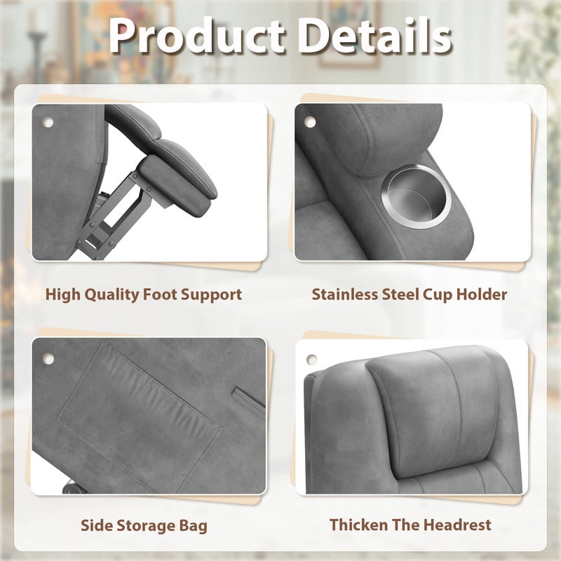 Vineego power lift recliner chairs massage Single sofa chair with cup holder for elderly,Gray