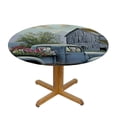 thumbnail image 3 of WYYP Flowers Round Table Cloth 100% Polyester Fiber Outdoor Fitted White, 3 of 8